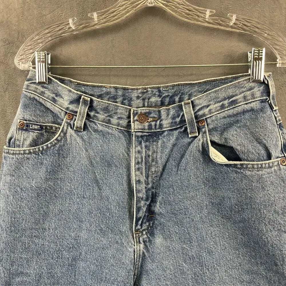 Vintage Lee Jeans 12 Medium Straight Leg Mom Jeans Medium Light Wash High Rise